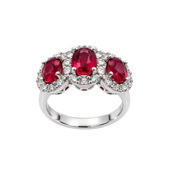 Anillo Trilogy hecho a mano de Iannelli con rubíes y diamantes