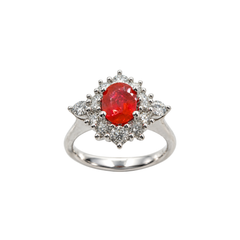 Mirco Visconti White Gold Ring with Ruby and Diamonds