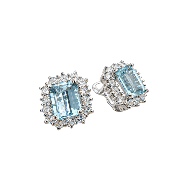 Pendientes Giorgio Visconti de oro blanco con aguamarina y diamantes