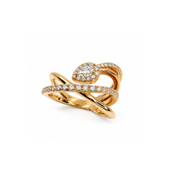 Anello in Oro Rosa Serpente con Diamanti Taglio Goccia e Taglio Brillante AN0117