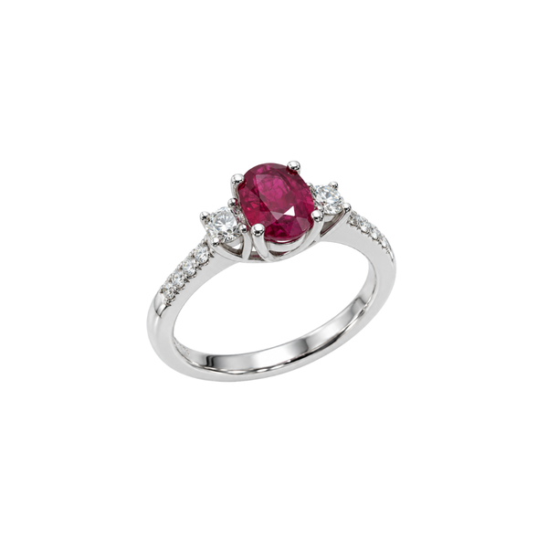 Anello in Oro Bianco con Rubino e Diamanti 0427