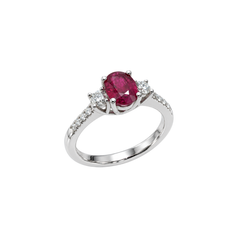 Anillo de oro blanco con rubí y diamantes