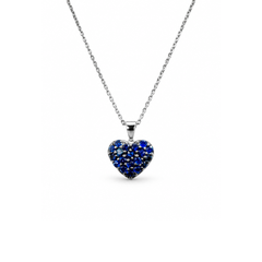 Iannelli Hand Made White Gold Necklace with Heart Pendant with Sapphire Pavé