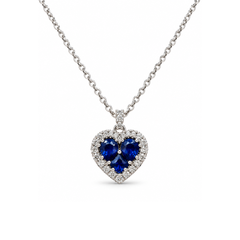Collana Davite&Delucchi in Oro Bianco con Pendente Cuore con Zaffiri e Diamanti CLN011105ZF1