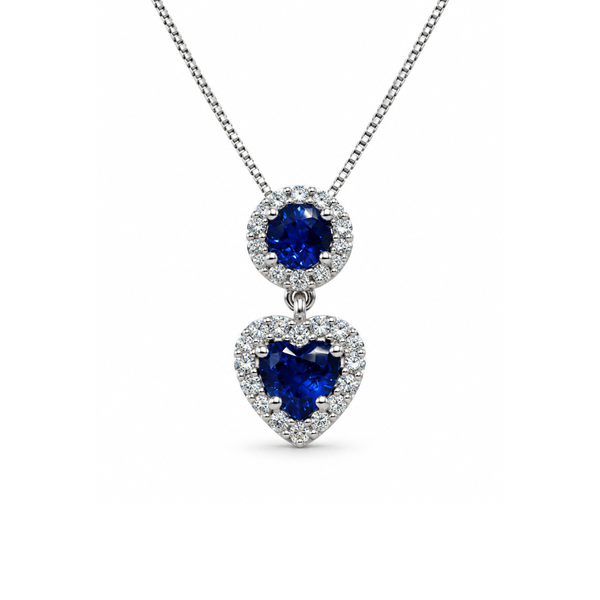 Collana Bibigi Con Pendente Con Zaffiri Taglio Cuore E Taglio Brillante Con Diamanti Taglio Brillante CLK0077BZ