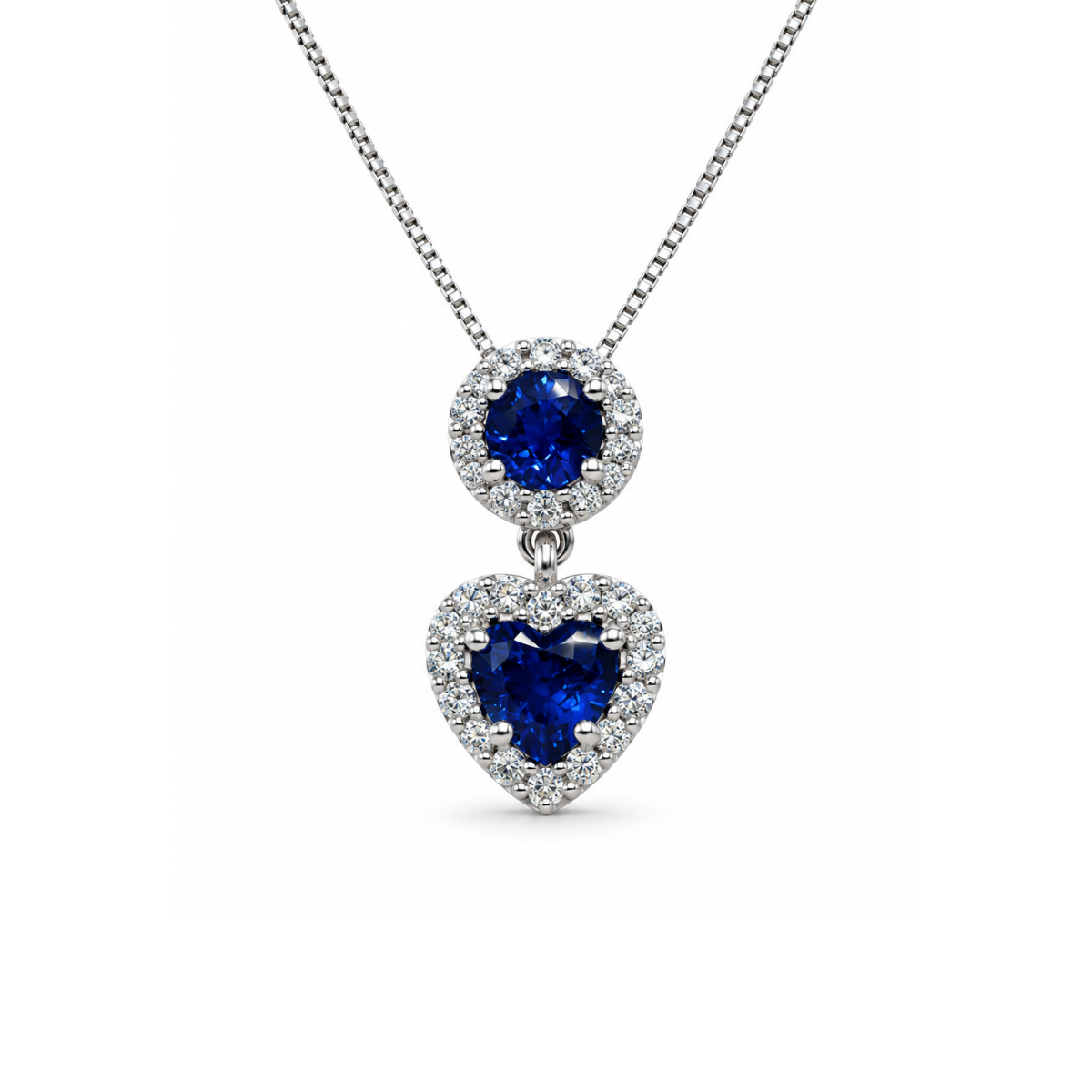 Collana Bibigi Con Pendente Con Zaffiri Taglio Cuore E Taglio Brillante Con Diamanti Taglio Brillante CLK0077BZ