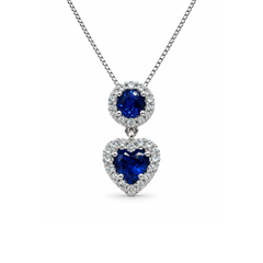 Collana Bibigi Con Pendente Con Zaffiri Taglio Cuore E Taglio Brillante Con Diamanti Taglio Brillante CLK0077BZ