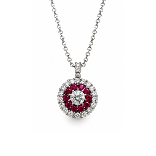 Collana Davite&Delucchi in Oro Bianco con Pendente con Rubini e Diamanti CLN011965RB
