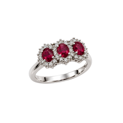 Bibigì Trilogy Ring in White Gold with Rubies and Diamonds