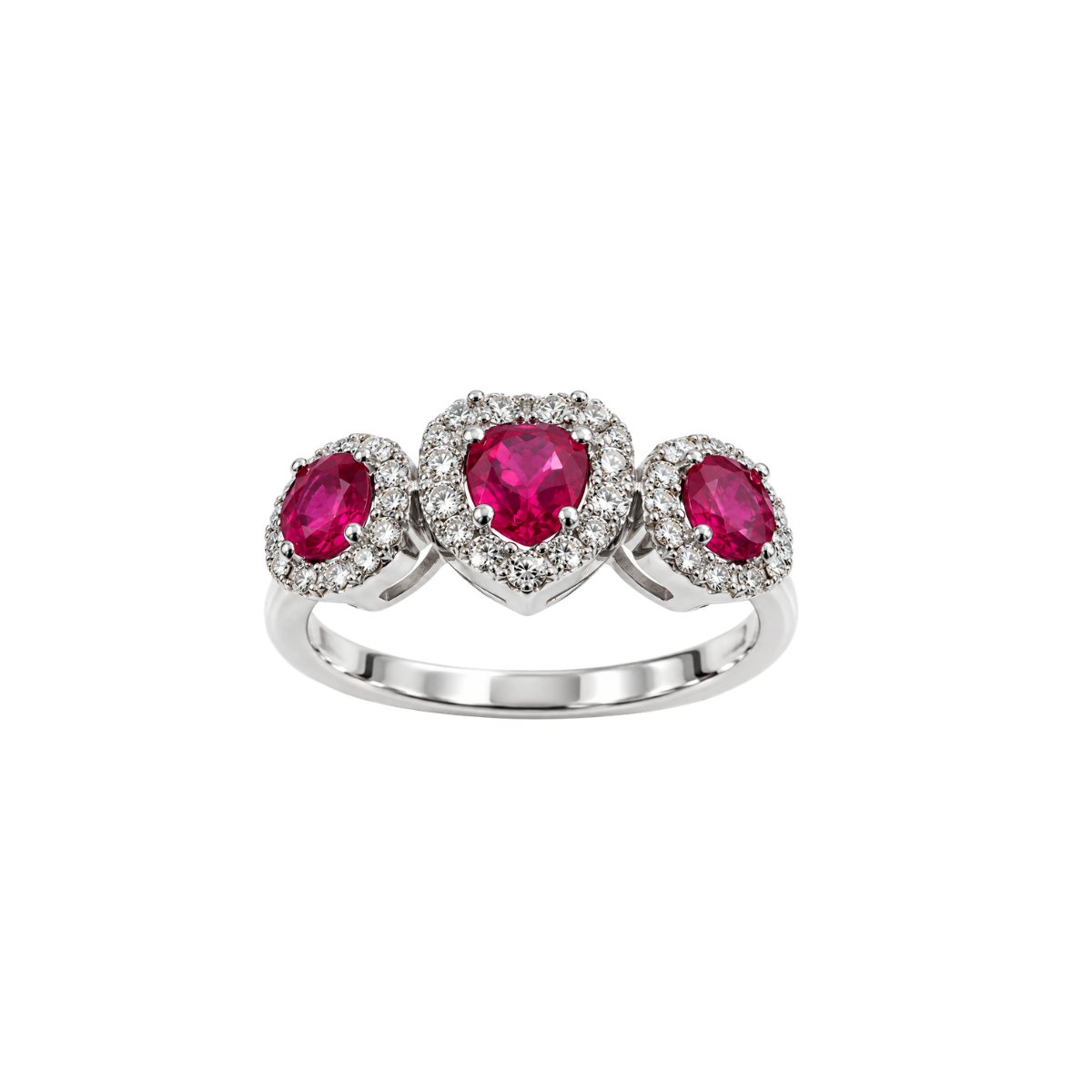 Bibigì Trilogy Ring in White Gold with Rubies and Diamonds