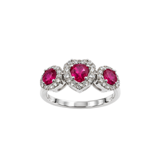 Bibigì Trilogy Ring in White Gold with Rubies and Diamonds