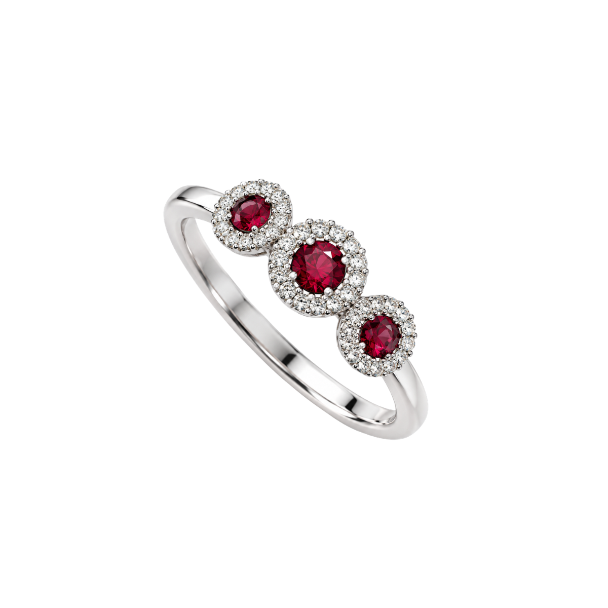 Anillo Trilogy de Giorgio Visconti en oro blanco con rubíes y diamantes