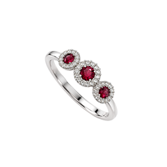 Anillo Trilogy de Giorgio Visconti en oro blanco con rubíes y diamantes