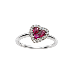 Anillo de corazón Davite&amp;Delucchi con rubíes y diamantes