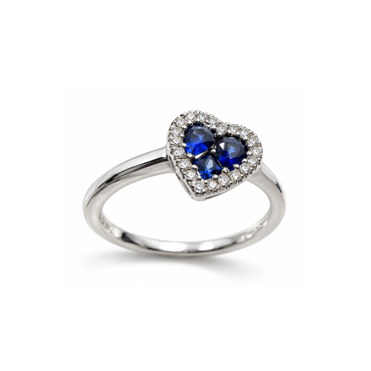 Anello Cuore Davite&Delucchi in Oro Bianco con Zaffiri e Diamanti AA030784ZF1