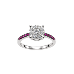 Anello Mirco Visconti in Oro Bianco con Centrale con Diamanti e Rubini sul Gambo AB713/20BR