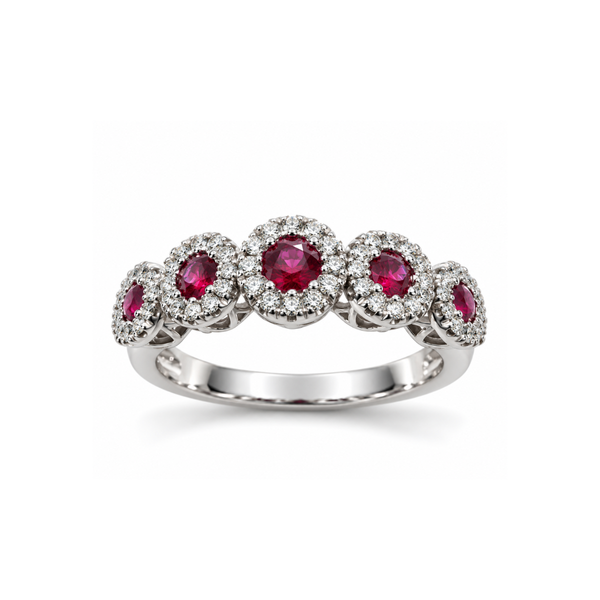 Anello Davite&Delucchi in Oro Bianco con Rubini e Diamanti AA031832RB