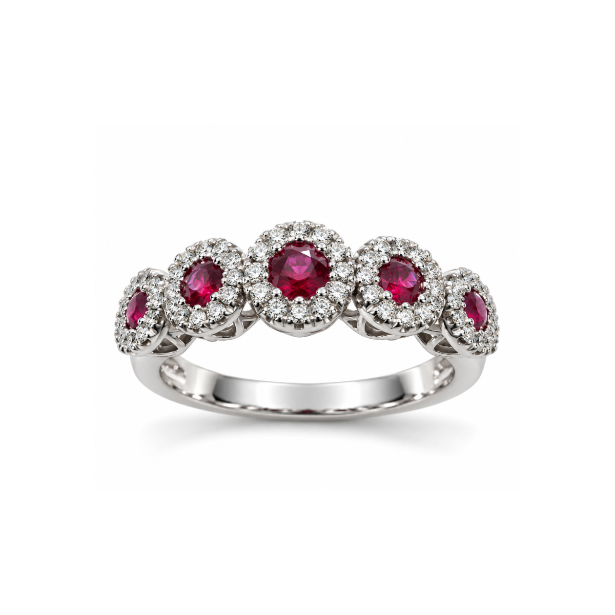 Anello Davite&Delucchi in Oro Bianco con Rubini e Diamanti AA031832RB