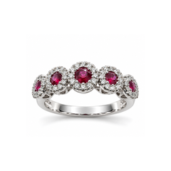 Anello Davite&Delucchi in Oro Bianco con Rubini e Diamanti AA031832RB