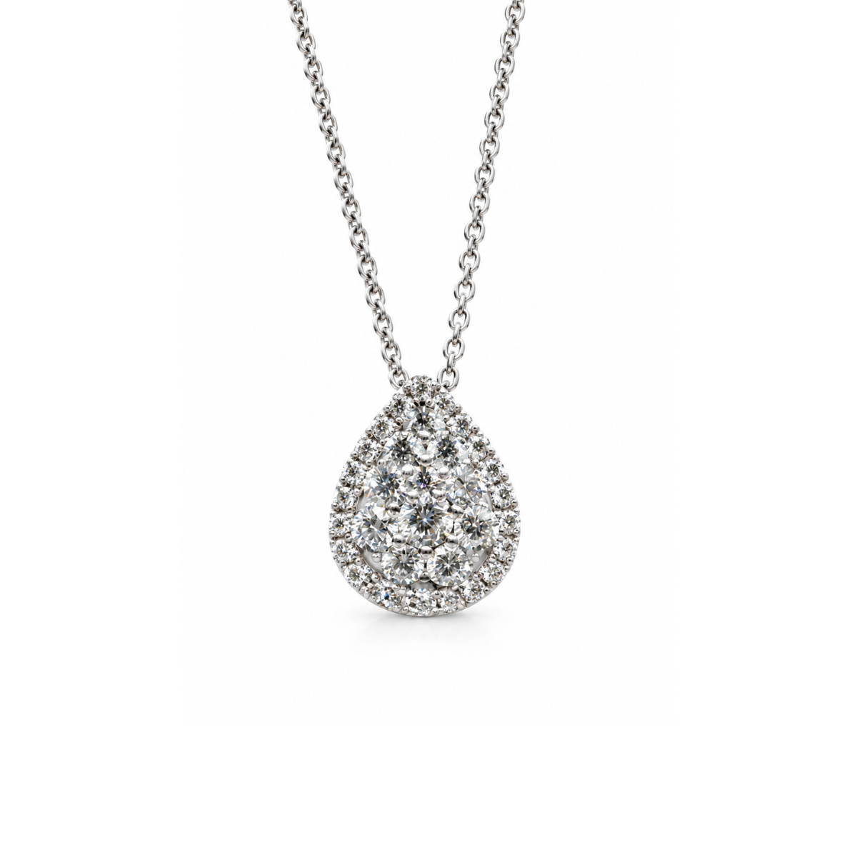 Collar Giorgio Visconti de oro blanco con colgante de gota y pavé de diamantes