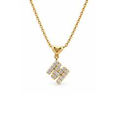 Collar de oro rosa de 18 quilates con inicial M y diamantes