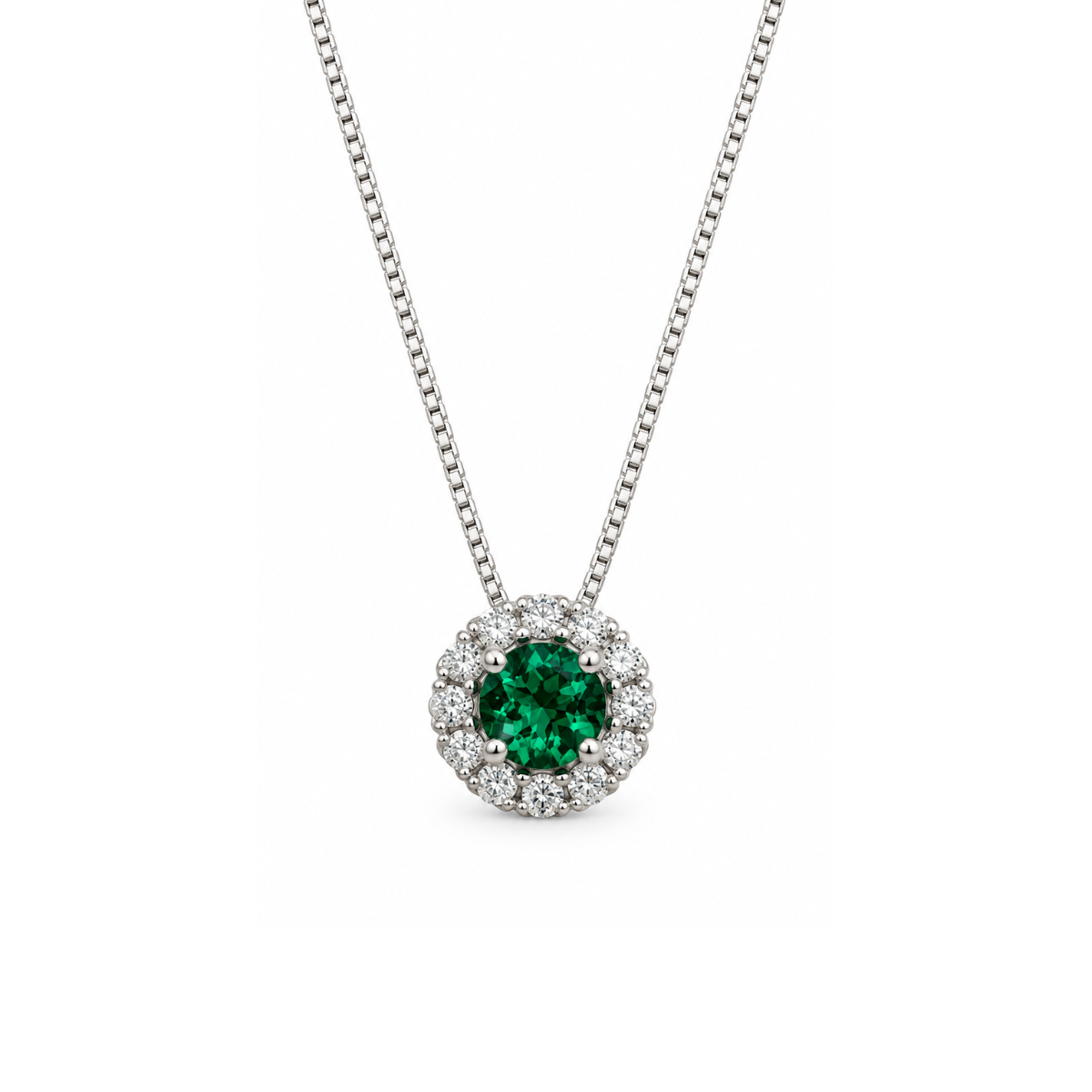 Collana Bibigì Con Smeraldo Centrale E Contorno Di Diamanti CK0015BS