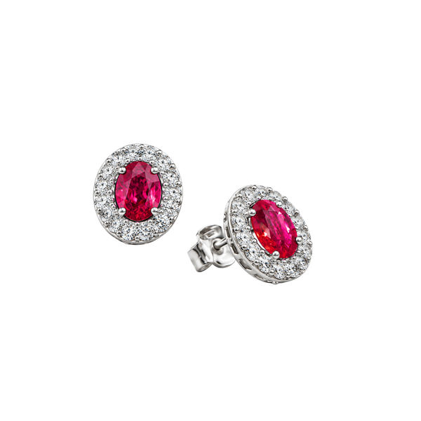 Orecchini Davite&Delucchi a Lobo in oro Bianco con Diamanti e Rubini BB009347RB