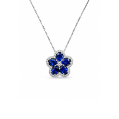 Iannelli Handmade Necklace with Flower Pendant with Sapphires and Diamonds