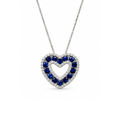 Collana Iannelli Hand Made in Oro Bianco con pendente Cuore con Zaffiri e Diamanti ART2142RLR