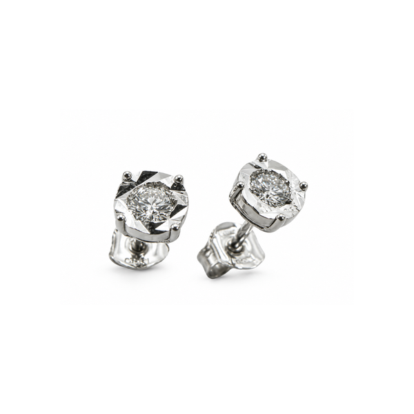 Orecchini Bibigi In Oro Bianco E Diamante Con Montatura Griffe Dischetto Diamantato -