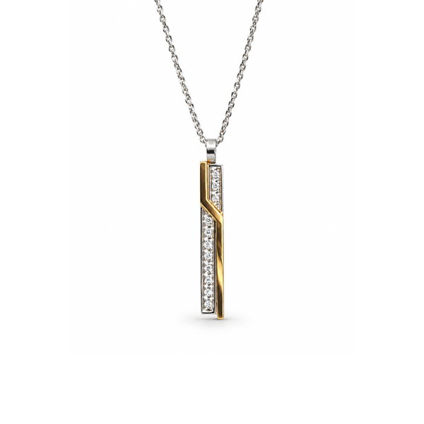 Collar Zancan en oro blanco y rosa de 18 kt con colgante a juego y diamantes