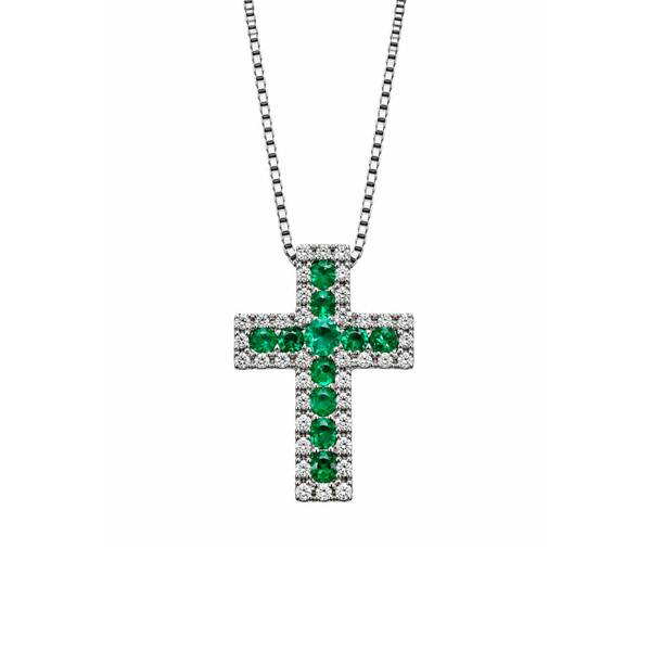 Collana Iannelli hand Made in Oro Bianco 18 KT con Smeraldi e Diamanti Naturali 2121S