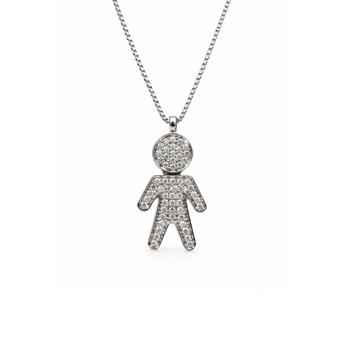 18KT White Gold Necklace with Baby Pendant with Diamonds in Various Sizes