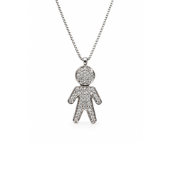 18KT White Gold Necklace with Baby Pendant with Diamonds in Various Sizes