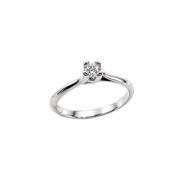 Anillo Iannelli de oro blanco hecho a mano con diamante central