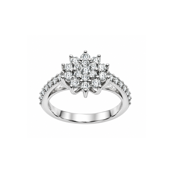 Anillo Iannelli de flor mágica hecho a mano en oro blanco y diamantes