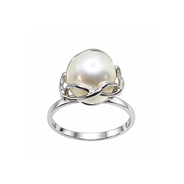 Anillo de oro blanco de 18 kt con perla japonesa Akoya de 7,5/8 mm