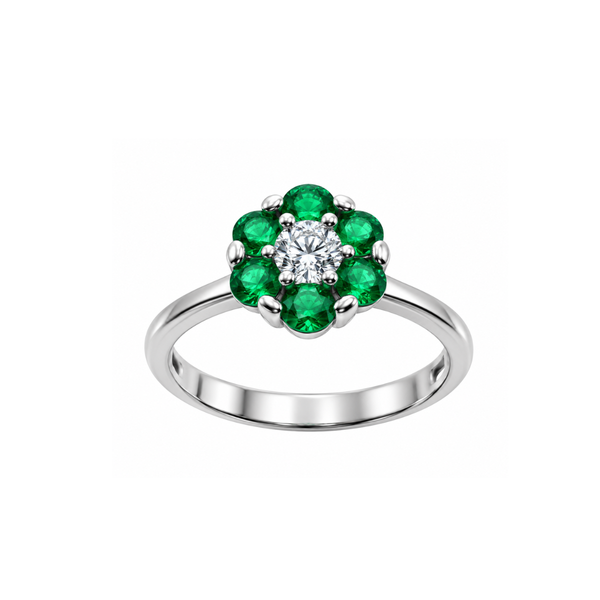 Anillo mágico de oro blanco de 18 kt con circonitas blancas y verdes