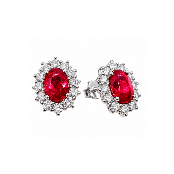 Pendientes Iannelli de oro blanco hechos a mano con rubíes y diamantes