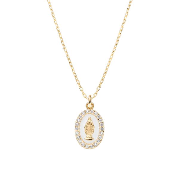 Collana Amen Mini Medaglia Miracolosa Dorata Smaltata -