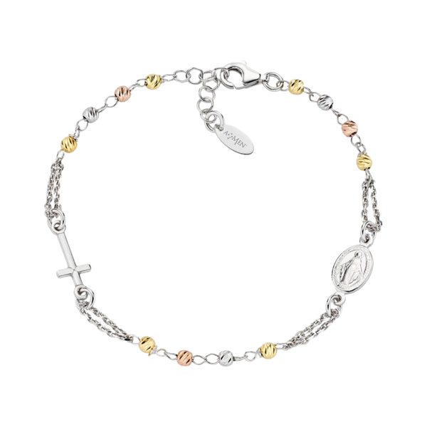 Amen Rosary Bracelet Diamond-Cut Silver BROBD3