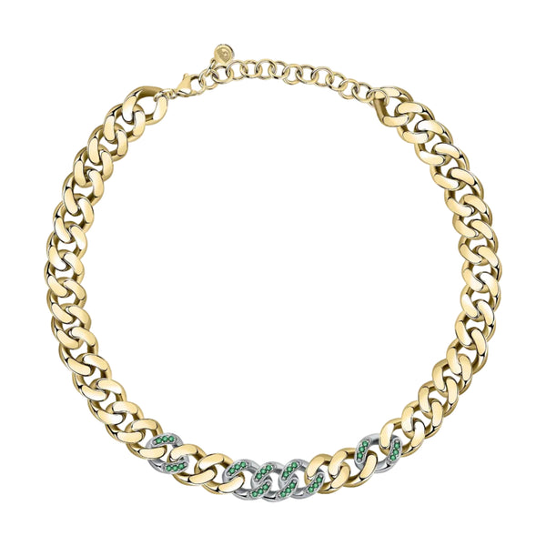 Collana Chiara Ferragni Bossy Chain gold con zirconi verdi J19AUW47