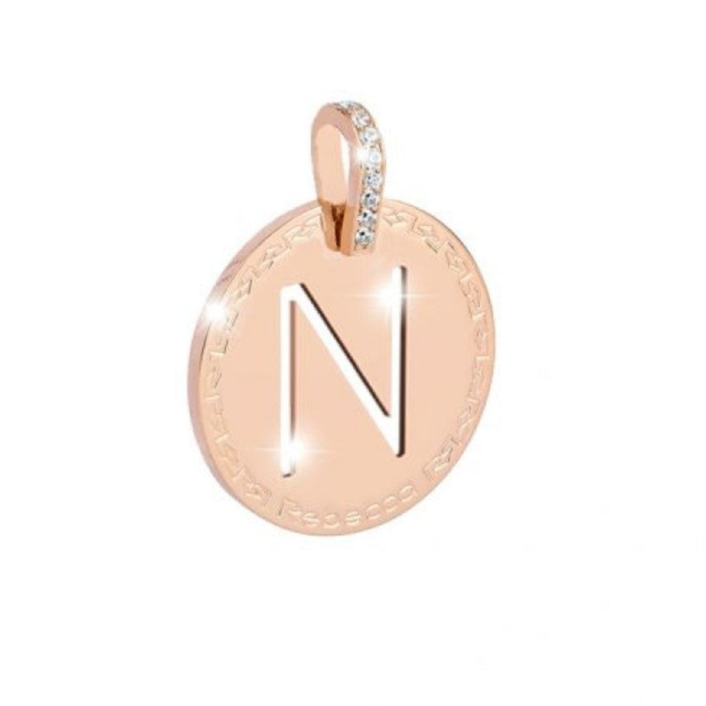 Rebecca Charm Mi Alfabeto Inicial Letra Grande N Rosa con Circonita