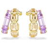 Swarovski Millenia Hoop Earrings in Caramel and Purple in Yellow Gold Plated