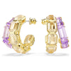 Swarovski Millenia Hoop Earrings in Caramel and Purple in Yellow Gold Plated