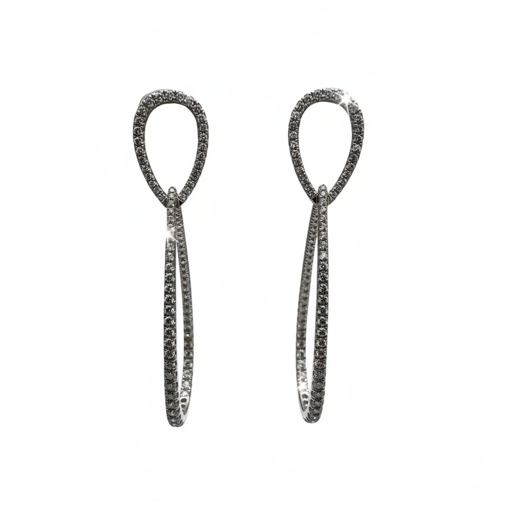 Giorgio Visconti Pendant Earrings in White Gold and Diamonds