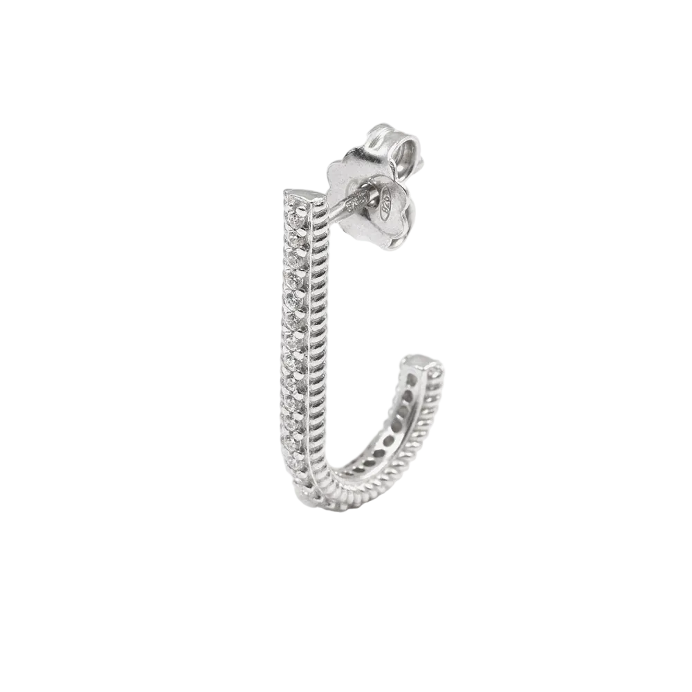 Pendiente individual de gancho elegante con circonitas Nove25