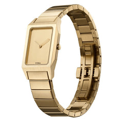 Reloj D1 Milano para mujer con caja rectangular, Studio 73, chapado en oro amarillo