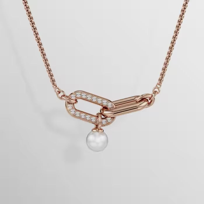 Collana Swarovski Constella Placcata Oro Rosa a Catena Con Perla 5728589