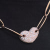 Bronzallure Choker Necklace with Marquise Links and Heart in Cubic Zirconia Pavé